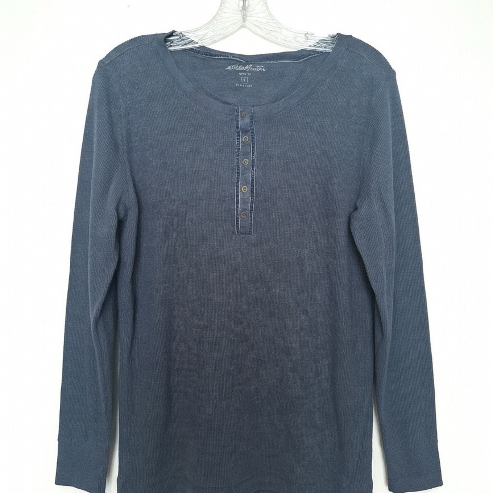 Eddie Bauer Women’s Blue Thermal Henley Top